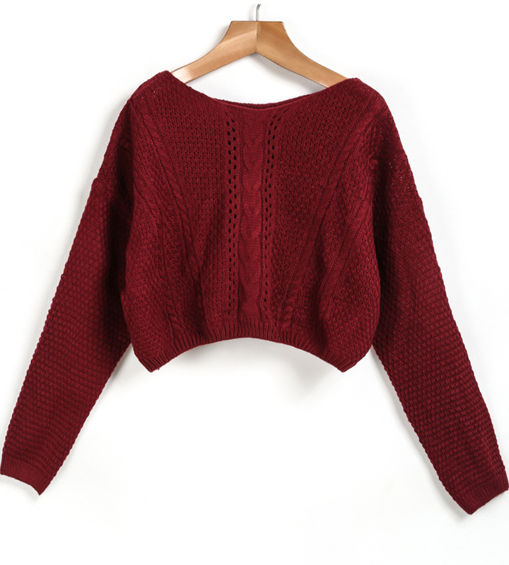 ... cable knit crop red sweater ... fxrmdka