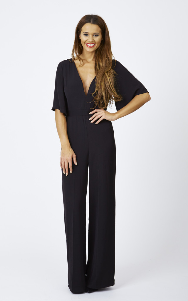 ... fluted sleeve wide leg jumpsuit by lilah rose ... xscxyzr