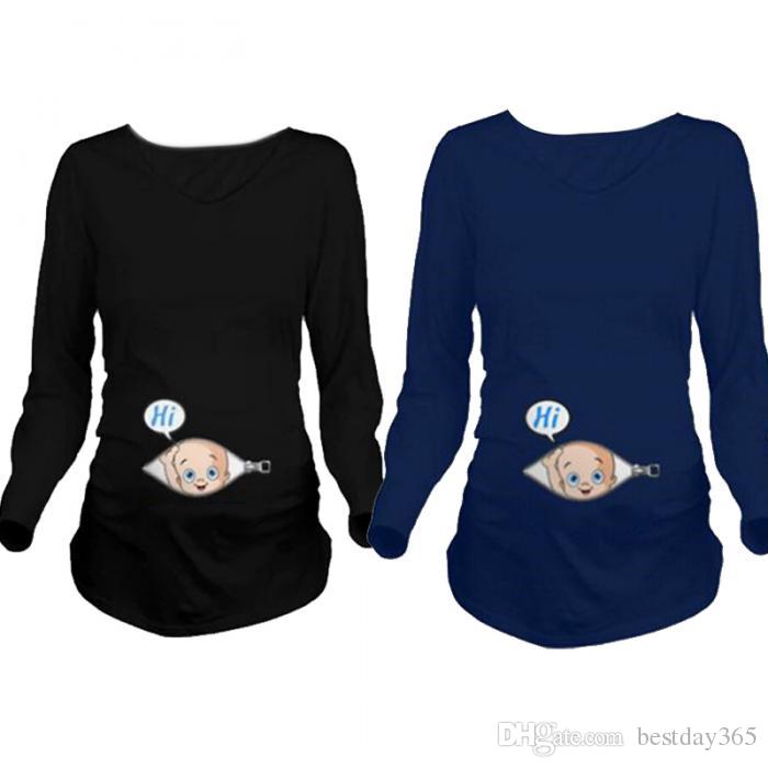 2017 cartoon funny maternity shirts pregnancy long sleeve tee shirt  pregnant women ackhxwf