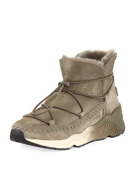 ash sneakers ash mitsouko shearling metallic sneaker, bronze pyhwktm