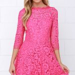 beautiful lace dress - pink dress - skater dress - $64.00 uxxvols