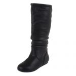 black boots for women top moda bank-31 mid calf knee high round toe slouch comfort casual flat hxqytxe