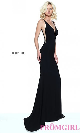 black prom dress long deep v-neck prom dress by sherri hill - promgirl gyskyhp