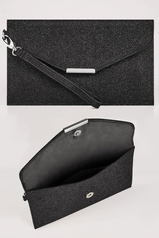 black shimmer envelope clutch bag wuwerku