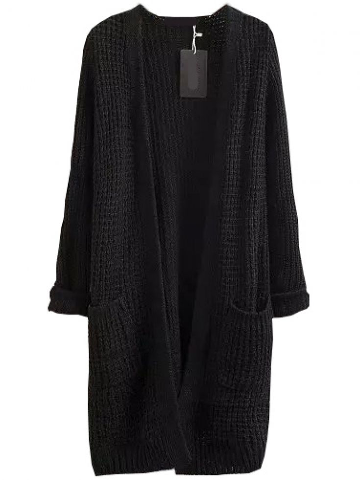 buy with pockets long black cardigan from abaday.com, free shipping  worldwide - cxuigck