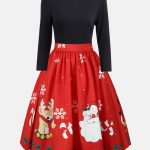 christmas dresses christmas plus size criss cross print dress - red 5xl tsqfefo