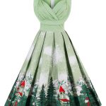 christmas dresses ... vintage ruched forest print christmas pin up dress - pistachio 2xl ... dysicss