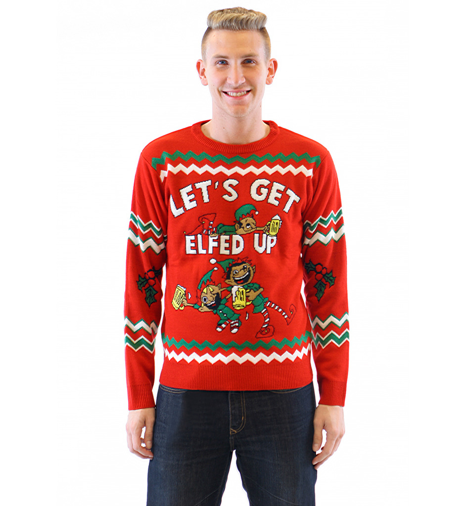 christmas sweaters letu0027s get elfed up drunken elves ugly christmas sweater wixzwuq