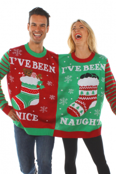 christmas sweaters naughty and nice two-person sweater dzxslos