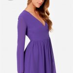 cute long sleeve dress - purple dress - wrap dress - $42.00 owxorvm