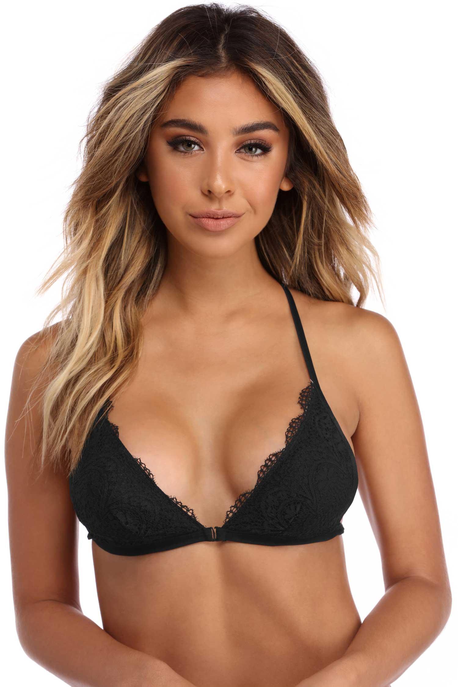 final sale- black padded lace bralette osyypfc