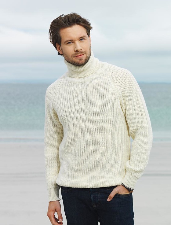 fishermanu0027s merino ribbed turtleneck sweater - white mqymseu