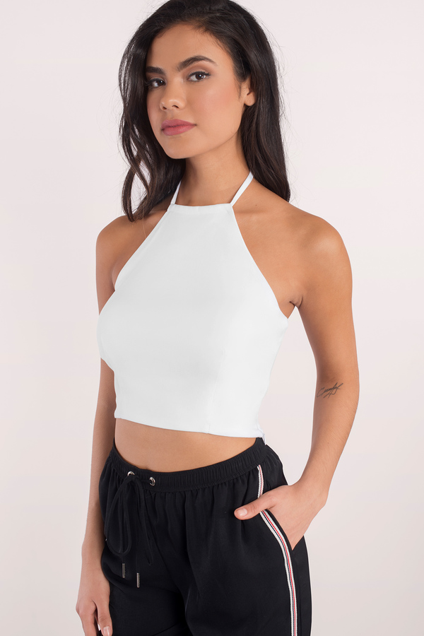 halter top all day, everyday white crop top ciyzlaw