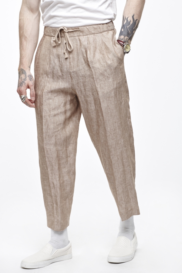 hampton wide leg cropped linen trousers beige zovpgwx