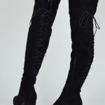 high hopes lace up block heel over knee boots - black suede - bfgmpxl