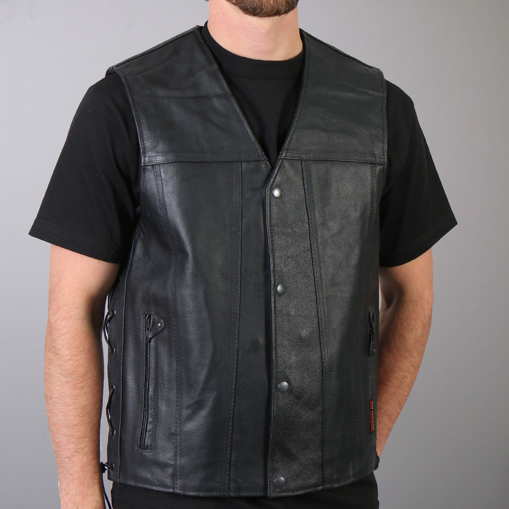 hot leathers menu0027s concealed carry leather vest w/ lace up sides aaqgvri