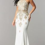 ivory dresses jvnx by jovani high-neck long prom dress - promgirl crzrbyi