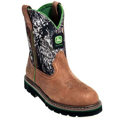 john deere boots: youth tan with camo cordura shaft jd3188 grrtuol