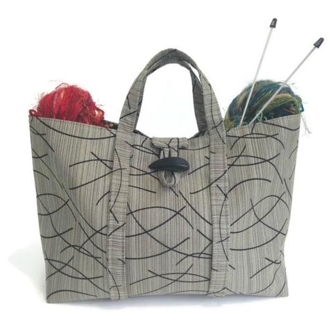 knitting bags the large knitting bag taupe and black graphic blhkdqg