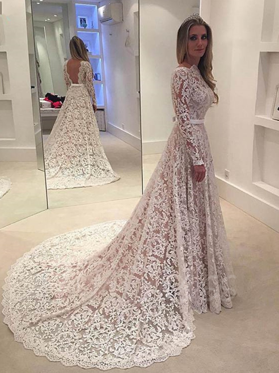 lace wedding dresses long sleeve backless lace wedding dress ... tgdniam