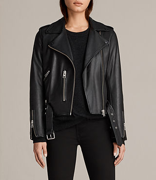 leather jacket womens balfern leather biker jacket (black) - image 1 tsjnein