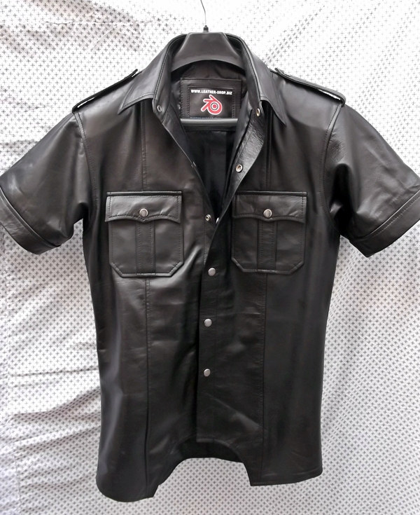 leather shirt ls205-short-sleeve-leather-shirt-custom-made-www. igofsmh