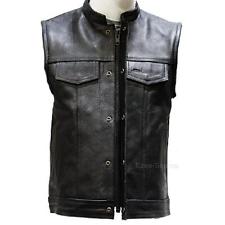 leather vest mens motorcycle leather outlaw mc club biker vest w/ conceal gun pockets - kdtngwb