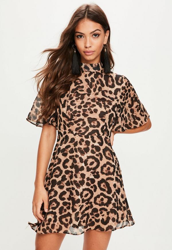 leopard print dress brown leopard print high neck dress fxssric