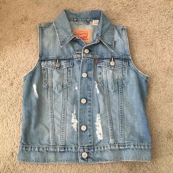 leviu0027s distressed jean vest ymyqrhx