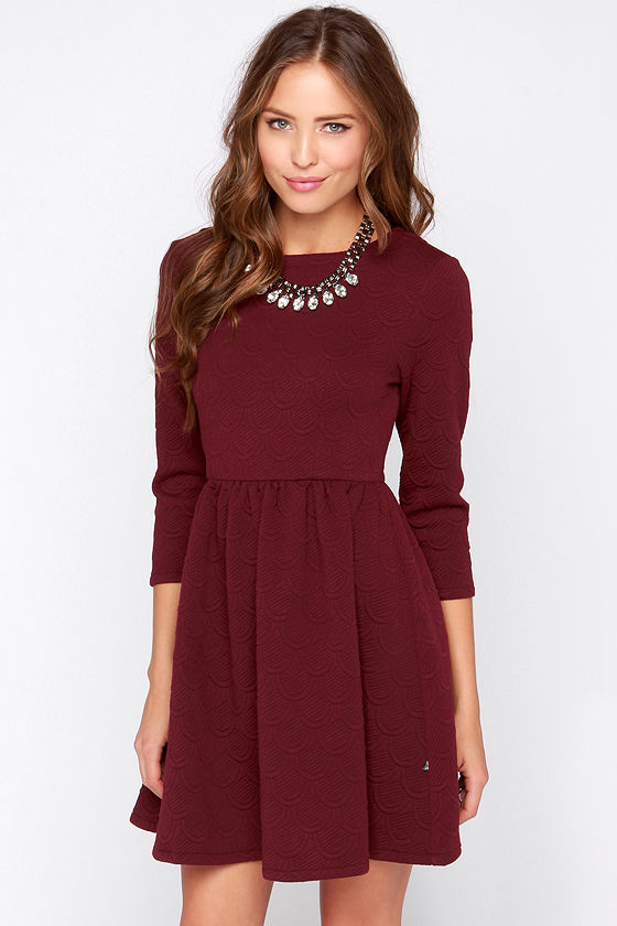 long sleeved dresses diller dress - burgundy dress - long sleeve dress - $79.00 eietecg