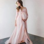 maternity gowns patricia gown - off the shoulder chiffon maternity gown - long sleeve maternity sdantbx