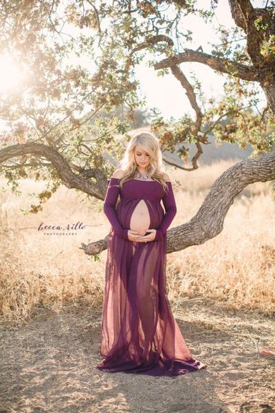 maternity gowns ... roxy gown - long sleeve maternity gown - split front gown - saktrlf