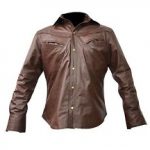 menu0027s brown leather shirt new all sizes lll-433 small to 4xl opxsttw