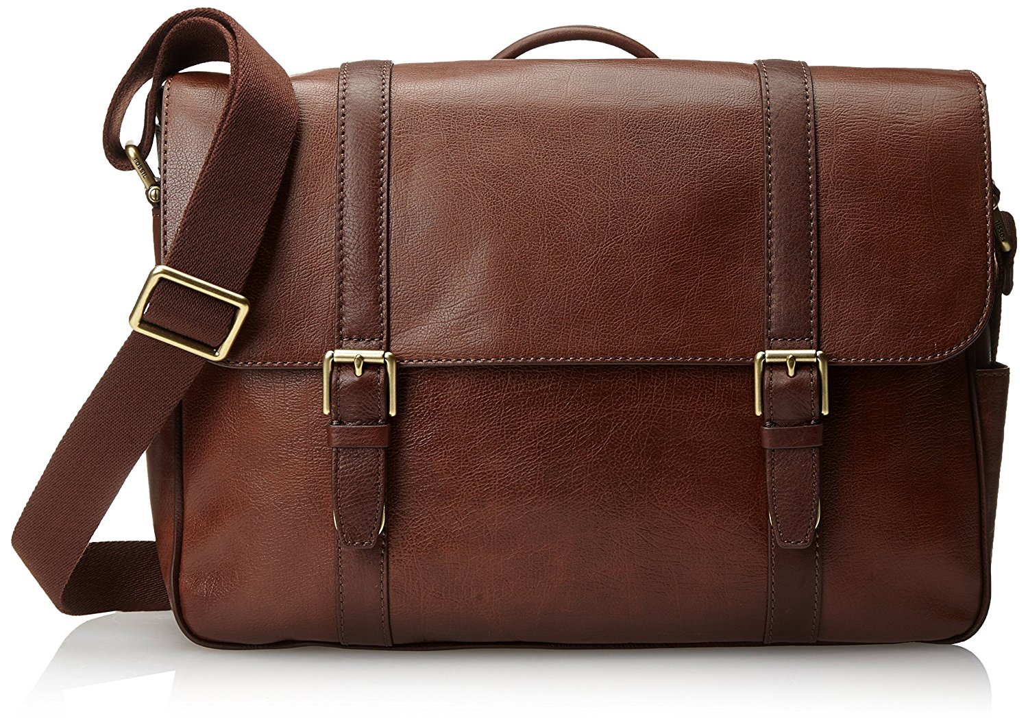 mens bag amazon.com: fossil menu0027s estate saffiano leather east-west messenger bag,  cognac: shoes tdbnist