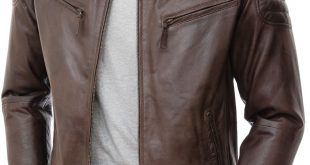 mens brown biker leather jacket: maikop front jbdaogj