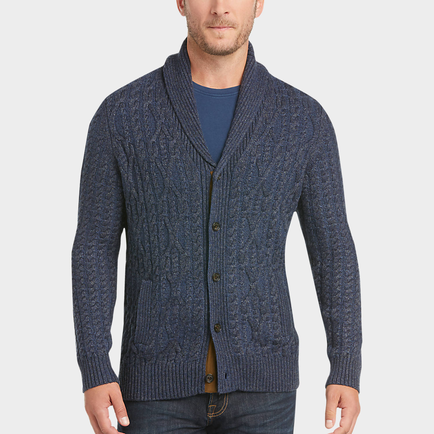 mens cardigan sweaters mens cardigans, sweaters - joseph abboud indigo cable-knit cardigan sweater  - menu0027s andvaac