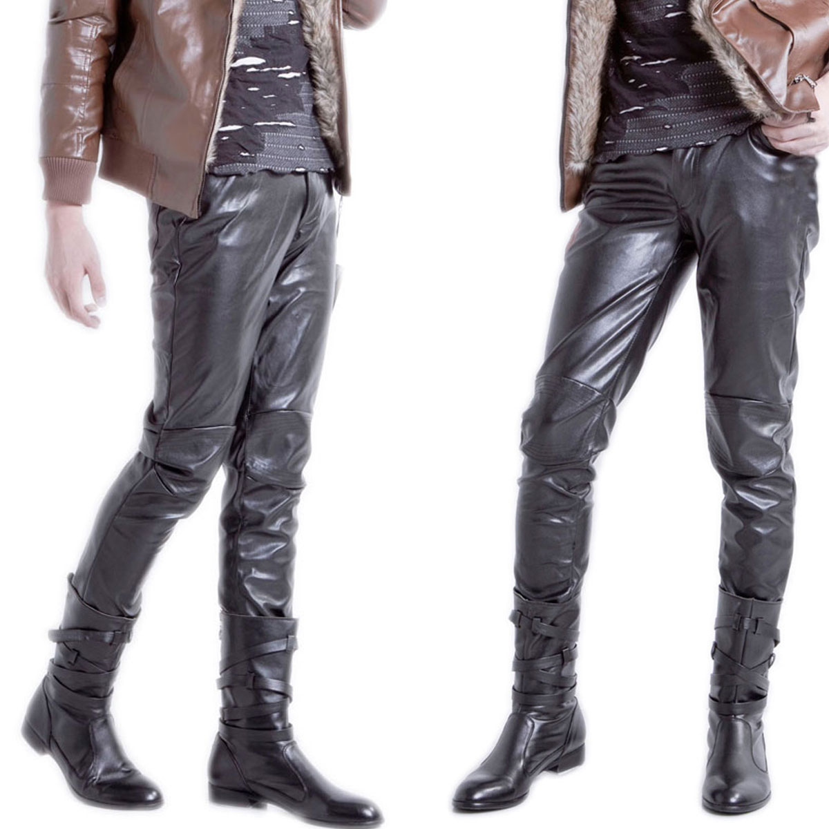 mens leather pants image is loading men-039-s-black-motorcycle-casual-leather-pants- kfcwuph