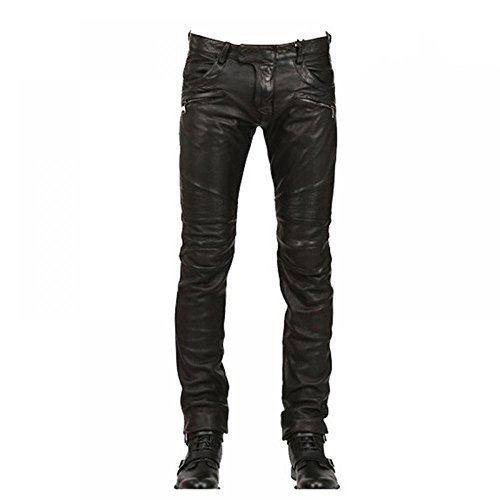 mens leather pants krralinlin mens skinny slim fit black motorcycle pu leather pants with  pockets ylobmaq