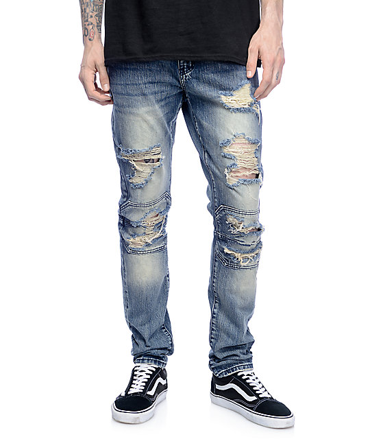 mens ripped jeans crysp denim david ripped panel stone washed jeans ... hitiagr