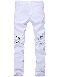 mens white jeans menu0027s slim fit black stretch destroyed ripped skinny denim jeans mgxanqr