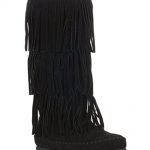 moccasin boots pierre dumas womens apache-4 moccasin fringe boots,black,5.5 tmgxlty