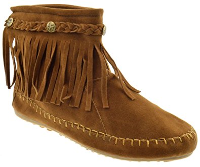 moccasin boots tg 01 fringe moccasin ankle boots tan 6 xihnloa