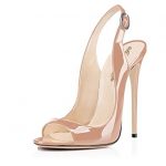 modemoven womenu0027s beige patent leather pumps,peep toe heels,slingback  sandals,evening shoes rymgkll
