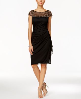 msk beaded ruched sheath dress ivlvekt