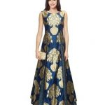navy blue printed semi stitched party wear gown vfcedyq