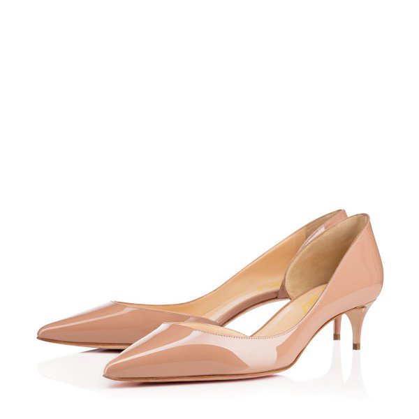 nude kitten heels dress shoes pointy toe patent leather dorsay pumps image xeuimai