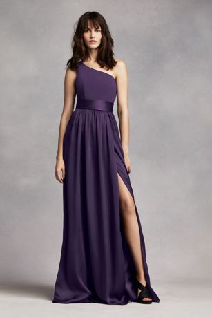 one shoulder dresses long purple soft u0026 flowy white by vera wang bridesmaid dress kifefzj