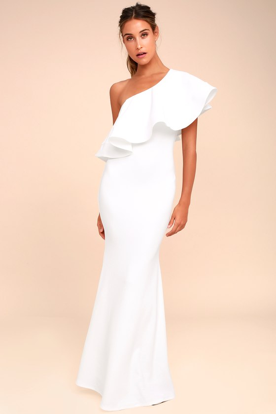 one shoulder dresses so amazed white strapless maxi dress 1. so amazed white one-shoulder ... mjioggb