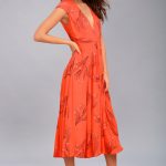 orange dresses free people retro coral orange floral print midi dress 1 wwpdvlv
