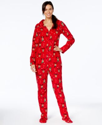 pajamas for women family pajamas womenu0027s reindeer-printed hooded and footed pajamas, created  for macyu0027s ommyciv